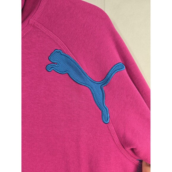 Puma Hoodie Sweatshirt Women's Large Magenta Pink & Blue Embroidered Pullover - Picture 3 of 9